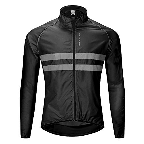 WOSAWE Hombres Ropa Ciclismo, Transpirable Chaqueta de Ciclismo Cortavientos Alta Visivilidad Chaleco Reflectante de MTB (BL215 Chaleco Negro L)