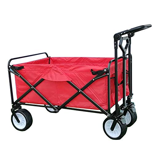 WPW Carro Plegable con Reposabrazos Pesada Carga Transporte Equipaje Carro 150 Kg de Carga Máxima Carro de Jardín de Compras Ideal para Picnic en La Playa Al Aire Libre (Color : Rojo)