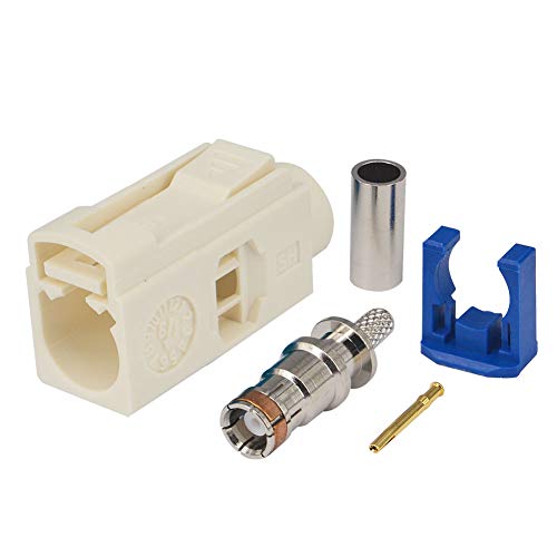 YILIANDUO Fakra Crimp Plug B Tipo Jack Hembra Blanco / 9001 Straight Crimp para RG316 RG174 LMR100 Cable coaxial para Radio de Coche con Conector de Antena Fantasma Paquete de 5