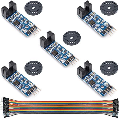 Youmile 5Pcs Sensor de medición de velocidad LM393 Módulo de medición de velocidad Tacho Sensor Ranura tipo Optoacoplador IR para MCU RPI Arduino DIY Kit con codificadores