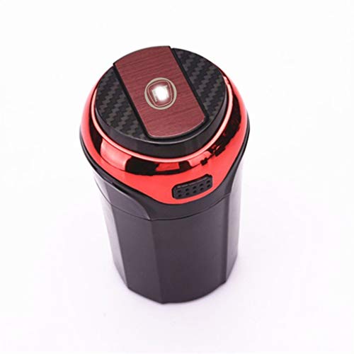 Yuting Cenicero, colector de Polvo Cenicero For Coche Automático Encendedor De Cigarrillos LED Azul Indicador con Desmontable Más Ligero De Carga USB For Fiat cenicero (Color : Red)