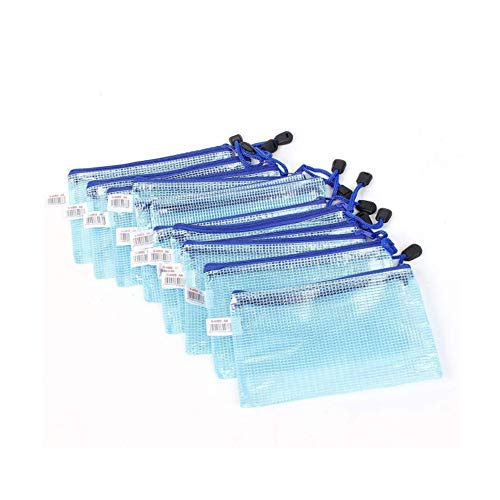 12 piezas cremallera A5 documet bolsas, bolsa de almacenamiento impermeable con cremallera bolsa de archivo reforzada para cosméticos oficinas suministros, recibos-color azul