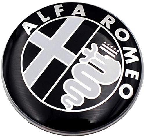 2 Emblemas escudo Alfa Romeo negro logotipo 74 mm capó delantero trasero emblema Black 147 156 159 Brera Mito metal