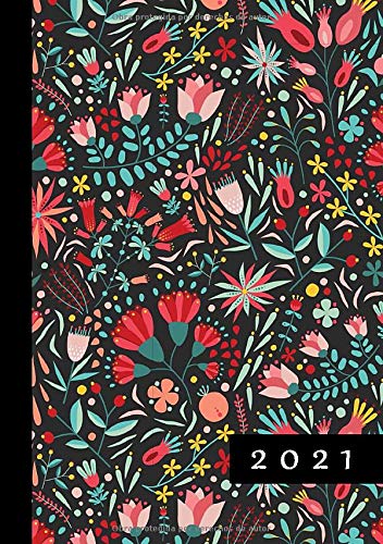 2021: ENE - DIC Agenda Semanal | Tamaño A5 | 1 Semana en 2 Páginas | Planificador Mensual Calendario Semana Vista Planner Organizador Anual | Floral