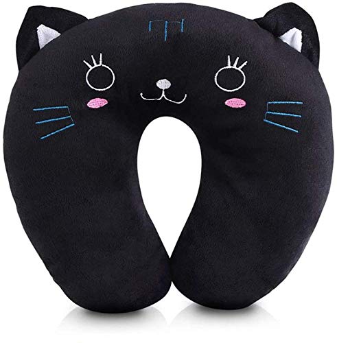 Almohada de Viaje Cuello Cervical reposa Cabezas - Regalos para Coche viajeros Avion Infantiles niñas y Mujer Funda de cojin para reposacabezas Viaje Neck Travel Pillow Accesorios（Gato）