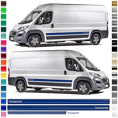 Auto-Dress® - Juego de pegatinas laterales para Fiat Ducato en el color deseado – Diseño: furgoneta (distancia entre ejes: L1)