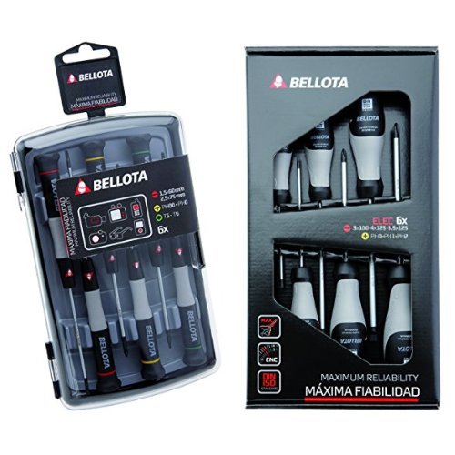 Bellota 6250J - Pack de 6 destornilladores de precisión + 66291-ELEC - Pack de 6 destornilladores para electricista