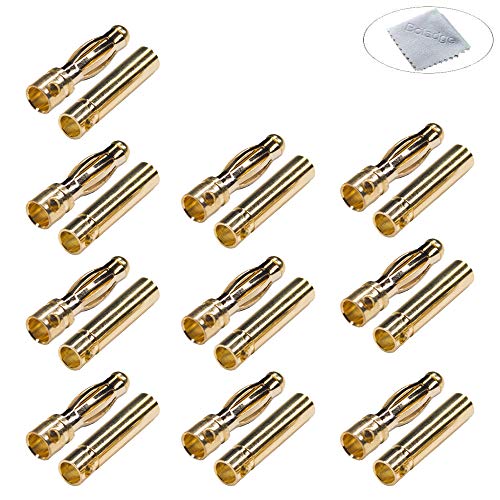 Boladge 10 Pares Conector Enchufe Banana de Bala Macho Hembra Bullet 4mm 4.0mm Chapado en Oro para Motor ESC Batería Lipo