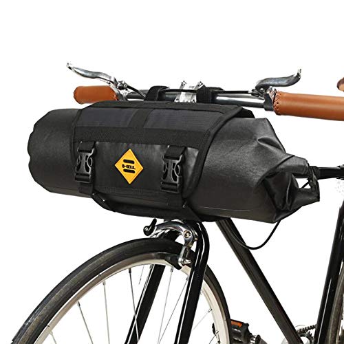 Bolsos impermeables del manillar de la bicicleta, bolsas de bicicleta desmontables de gran capacidad impermeables al 100% 3-7L, con apertura enrollable con interfaz de luz delantera para bicicleta