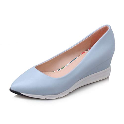 Bombas De Cuña para Mujer Carrera Profesional Punta Puntiaguda Tacones Altos Otoño Simple Zapatos De Plataforma para Mujer Fiesta De Fondo Grueso Mocasines Poco Profundos