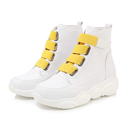 Botines De Invierno Blancos para Mujer Moda Zapatos De Cuña De Suela Blanda Zapatos De Plataforma De Bucle De Gancho Cálido Zapatillas Altas De Terciopelo