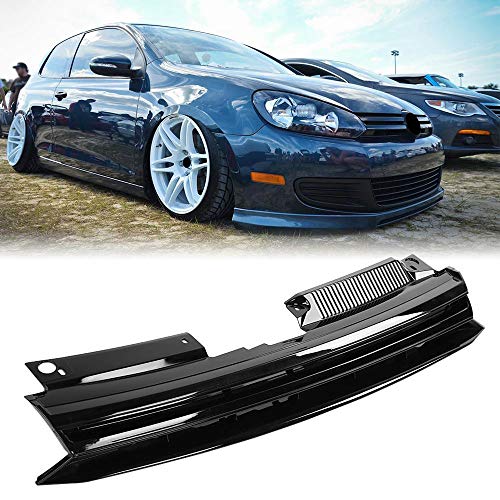 BTSDLXX Coche Kidney Grille Rejillas Frontales de Radiador, para VW Golf MK6 Jetta 2010-2014 Parachoques Delantero Riñón Parrilla Protectora Deporte, Negro, ABS