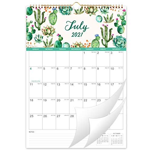Calendario 2021-Calendario de pared 2021 de 30 x 45 cm, desde el 1 de enero de 2021 hasta diciembre de 2021, fechas julianas flexibles, colorido calendario mensual de 2021