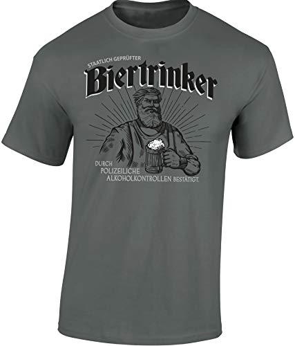 Camiseta: Diploma de Beber Cerveza/T-Shirt en aleman/Alemania/Cerveza/Beer/Birra/Oktoberfest/Cervecería/Cerveza Artesanal/Craft-Beer/Fun-Shirt - Humor (XL)