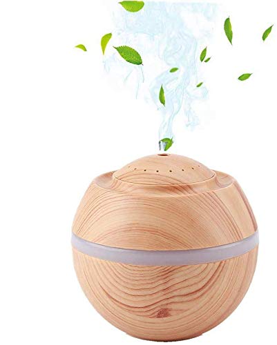 Caredy Mini humidificador, Mini difusor de Aceite 500ML Fácil de Usar Difusor de Aceite Esencial súper silencioso Difusores ultrasónicos Humidificador de Niebla fría(Madera Clara)