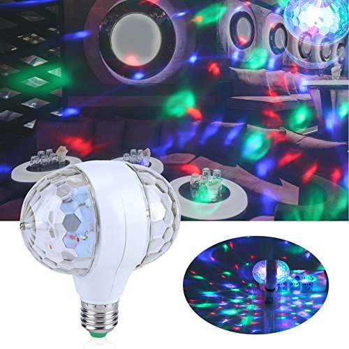 Carnaval de San Valentín Luces de Escenario de Discoteca - E27 RGB LED Luces de Escenario de Disco Bombilla de Bola Lámpara de Efecto de Fiesta giratoria de 2 Cabezales para Sala de hogar