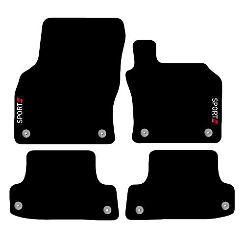 Carsio L2-CARP-CUT-3774-(55 x 8) Alfombrillas a Medida para Audi A3 S3 RS3 a Partir de 2016 con Logotipo (8 Clips), Color Negro