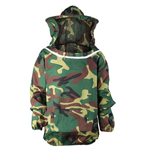 Chaqueta De La Apicultura Velo Abeja Proteger Vestido De Traje De Equipos Bata Verde Del Camo