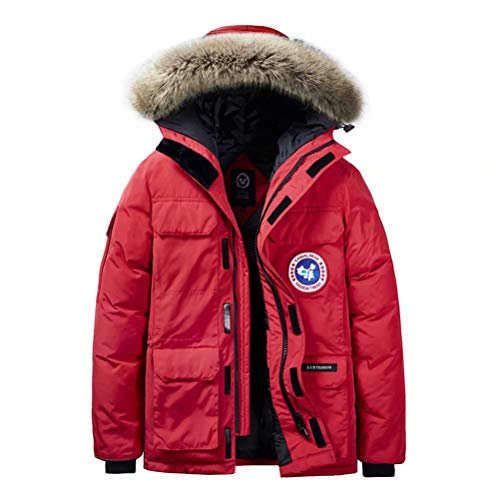 Chaqueta Invierno Hombre con Capucha Chaqueta Parka Cálido Abrigo Invierno Al Aire Libre Abrigo Chaqueta Rojo L