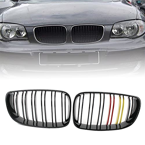 Cobear Rejillas Frontales de Riñón reemplazo para BMW E81 E87 120d 120i 130i 2008-2011, Par Doble Puente Rejilla Frontal riñón Delanteras ABS Rejillas Grill Grills Negro Brillante