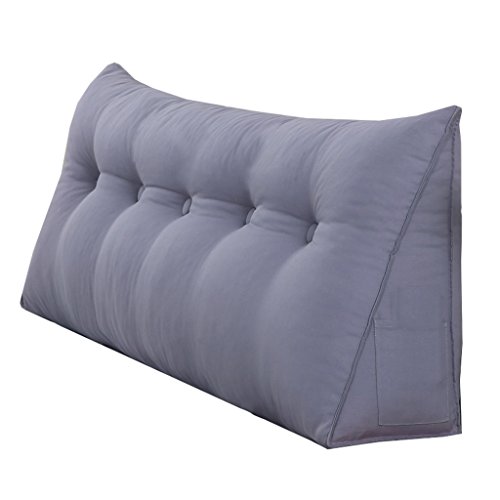 Cojín Cama Doble Triángulo Grande Almohada Funda extraíble, en la cabecera de la Cama/Sofá/Oficina/Hogar/Coche Que Puede usarse for Lumbar/Respaldo/Almohada de Lectura, Gris