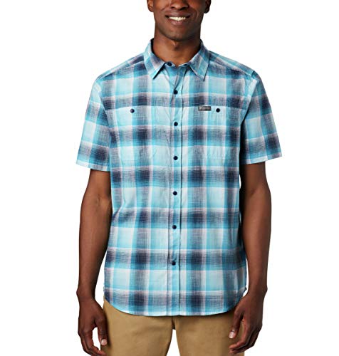 Columbia Men's Leadville Ridge II Short Sleeve Shirt, Clear Water Ombre Plaid, XX-Large