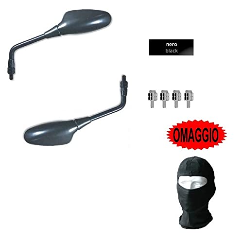 Compatible con DERBI Senda DRD EVO 50 SM Espejos Motocicleta Manillar DE LEJOS Espejo RETROVISOR Espejos Varilla CROMADA Negra + Kit Ataque M.8 10X1.25 Espejo Negro