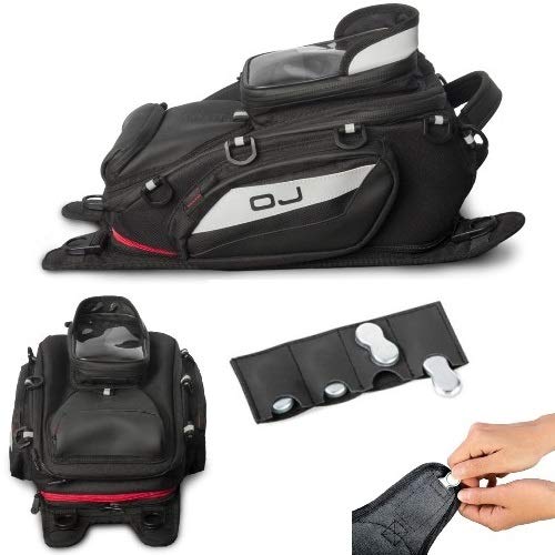 Compatible con Montesa COTA 4R7 Bolsa de depósito para Moto OJ M166+M115 Sharp 11,5 l Bolsa con Enganche Universal de Correas o imanes Todo Incluido Mochila Negra 22 x 35 x 15 cm