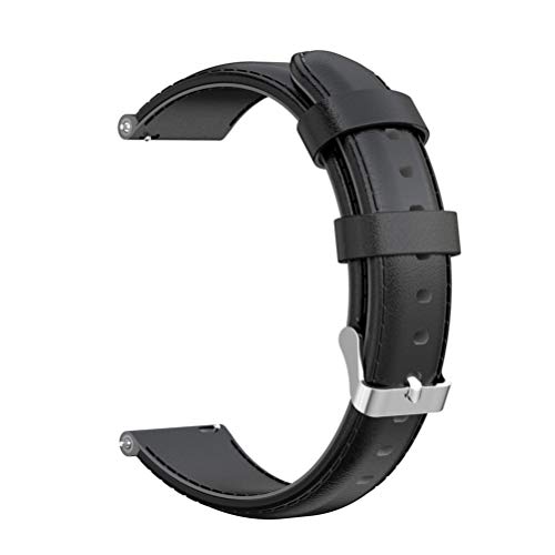 Correa Compatible con ticwatch Pro / e2 / s2 Correa de Repuesto de liberación rápida de Cuero Forma de t para Mujeres Hombres Relojes Inteligentes (Negro)