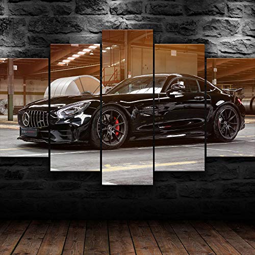 Cuadros Impresos En Lienzo Que Brillan En La Oscuridad 100X55Cm 5 Piezascoche Deportivo Mercedes Ben Amg Gt Premium Lienzo De Tejido No Tejido Xxl