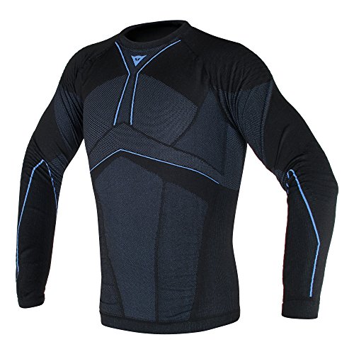 Dainese-D-CORE AERO TEE LS, Negro/Cobalt-Azul, Talla XL/X