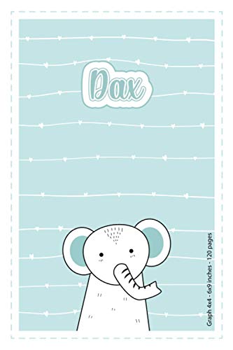 Dax: Personalized Name Squared Paper Notebook Light Blue Elephant | 6x9 inches | 120 pages: Notebook for drawing, writing notes, journaling, doodling, ... writing, school notes, and capturing ideas