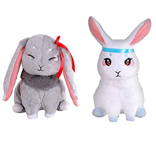 Deeabo 2 Piezas Muñecas De Peluche Mo Dao Zu Shi Rabbit, Gran Maestro De Cultivo Demoníaco Muñecas De Peluche Wangji Wuxian Rabbit Embroidery, Blue Two Rabbit + Wei Ying Rabbit