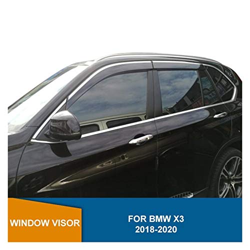 Derivabrisas para BMW X3 2018 2019 2020 Ventana Lateral Deflector Develadora Chrome Strip Visor Visor Deflector Lluvia Protector del Tiempo Shield Cortavientos ventanilla Coche