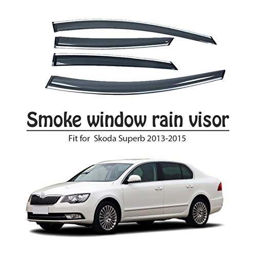 Derivabrisas para Skoda Superb 2013 2014 2015 Ventana De Humo Visera De Lluvia Estilo ABS Vent Sun Deflectores Guardia Accesorios para Automóviles Cortavientos ventanilla Coche