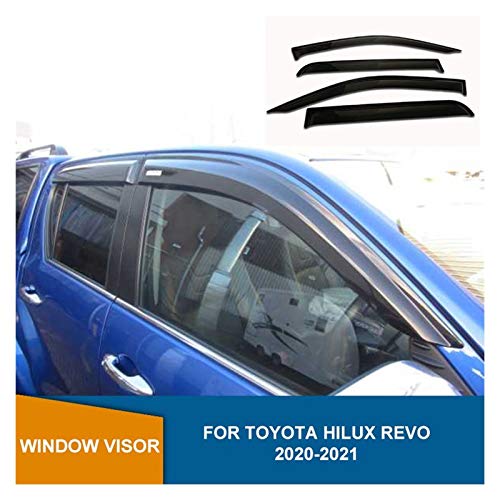 Derivabrisas para Toyota para Hilux Revo Rocco 2020 2021 Protectores De Clima Visor De Ventana Protectores De Sol Y Lluvia Doble Cabina Cortavientos ventanilla Coche (Color : Negro)