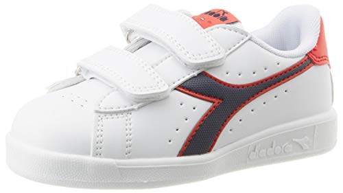 Diadora Game P TD, Zapatillas de Deporte Unisex Niños, Blanco (White/Black Iris/Poppy Red C8627), 24 EU