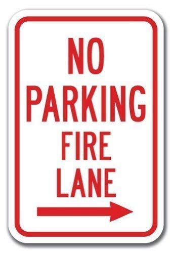 Donjie No Parking Fire Lane Flecha derecha Indicador Pesado Divertido Retro Metal Cartel para Bar Cocina Hombre Cueva Familiar Club Garaje Decoración de Pared 20 X 30 cm