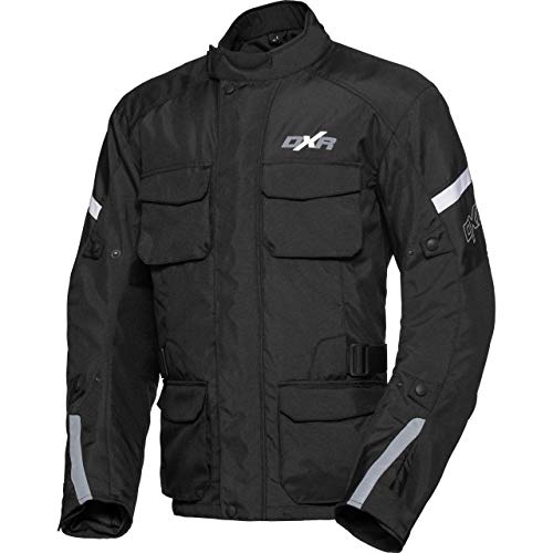 DXR Chaqueta de motorista con protectores para moto, chaqueta de invierno, chaqueta textil 1.0, hombre, Tourer, poliéster Negro L