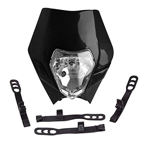 eamqrkt Luz universal de la cabeza de la motocicleta para proteger la suciedad cubierta Motocross Supermoto faro para KTM SX EXC XCF, negro