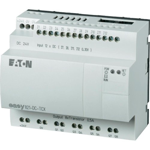 EATON EASY821-DC-TCX EASY Relés Programables, 24VDC 12E/8T Ciego Reloj