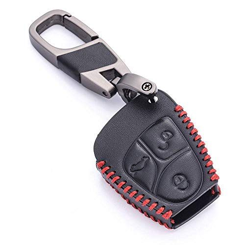 FMXKSW Para Mercedes W203 W211 E Class Funda de Cuero para Llave para Mercedes Benz W204 W124 W202 W211 W210 CLS Soporte para Llavero Accesorios, Negro