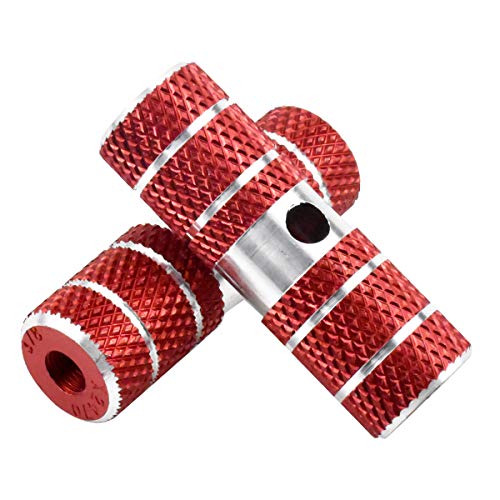 Fodlon 2 Piezas Clavijas del Pedal de Bicicleta, Pegs de Apoyo Bicicleta Aleación de Aluminio BMX Eje Trasero Clavija del Pie de Bicicleta Clavija de Truco Engranajes Roscados Scooters (Rojo)