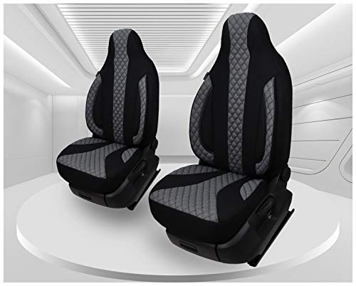 Fundas de asiento compatibles con Fiat Ducato tipo 250 a partir de 2006 conductor y copiloto, FB:PL401 (negro y gris).