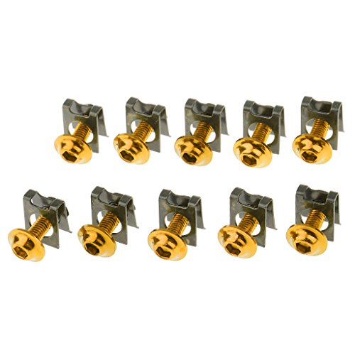 Gazechimp 10 Tornillos Tuercas de Parachoques de M5/5mm Partes para Motocicleta de Honda Kit de Reemplazo - Oro