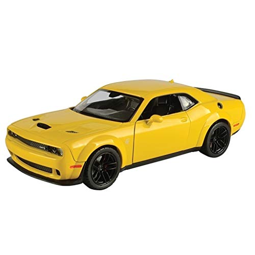 GQT-Model Coches Una Y Veinticuatro Modelo De Coche/Compatible con Dodge Challenger SRT 2018 / Hellcat Simulación Coche De La Aleación De Fundición A Presión De Coches (Color : Yellow)