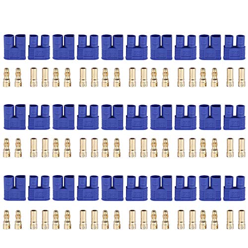 GTIWUNG 15 Pares de EC3 Banana Enchufe Bala Conector Hembra+Macho, Conectores EC3 de Cobre para RC ESC LIPO Bateria/Motor