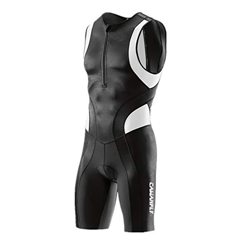 GWELL Traje de triatlón para hombre, triatlón, compresión, una pieza, Duatlón, correr, nadar, ciclismo, competición Blanco (nuevo tamaño). XXXL