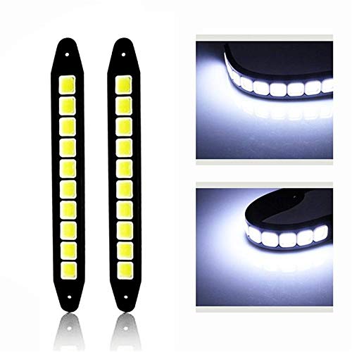 GZLMMY 1 par de 12 V coche reemplazo DRL LED diurna Correr luz COB niebla tira impermeable goma flexible vehículo conducción giro señal lámpara blanco (20 W)