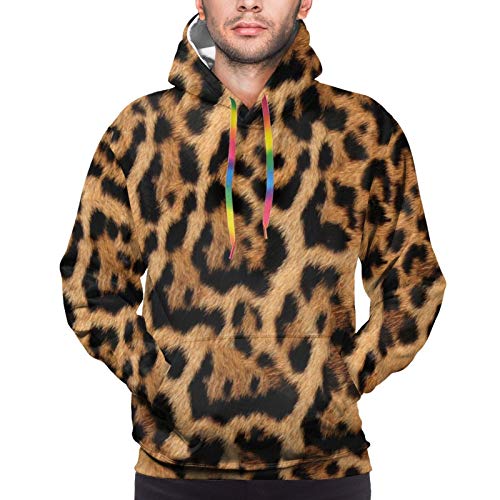 Hangdachang Sudadera con Capucha y Estampado 3D para Hombre con Estampado de Piel de Jaguar y Bolsillo Delantero L